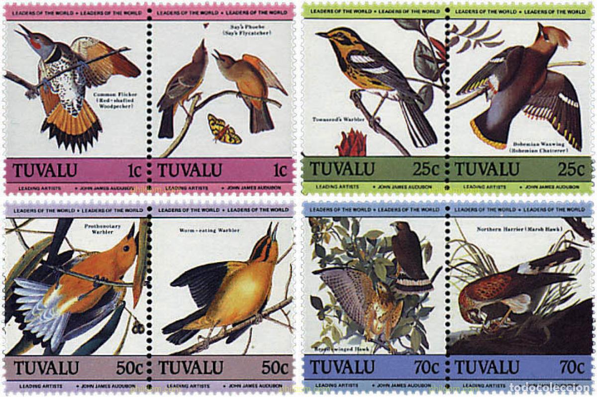 Sellos: 185979 MNH TUVALU 1985 BICENTENARIO DEL NACIMIENTO DEL ORNITOLOGO J.J. AUDUBON