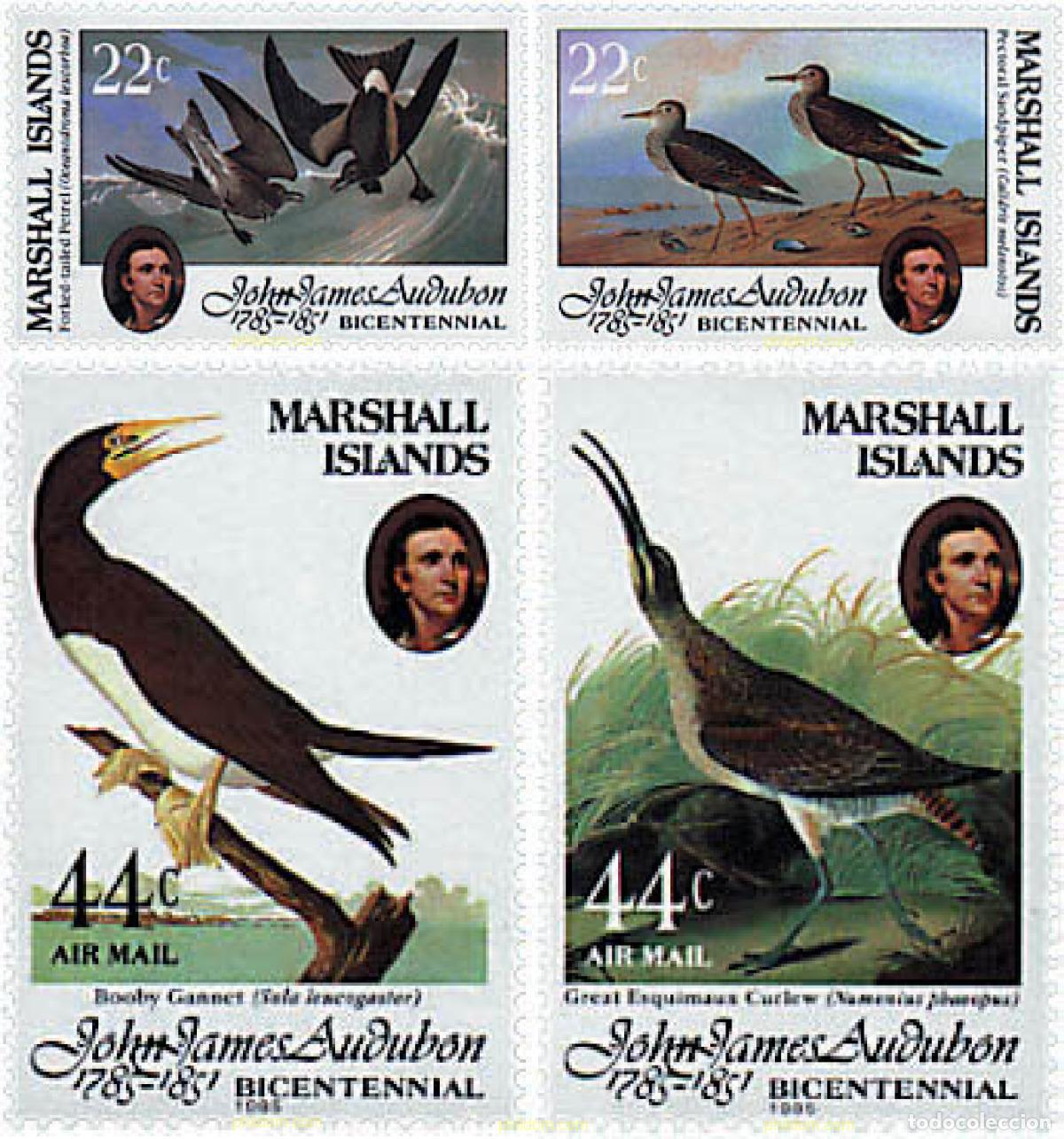 Sellos: 44279 MNH MARSHALL Islas 1985 BICENTENARIO DEL NACIMIENTO DEL ORNITOLOGO J.J. AUDUBON
