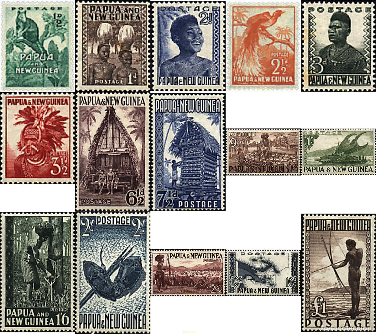 Sellos: 350163 MNH PAPUA NUEVA GUINEA 1952 MOTIVOS VARIOS