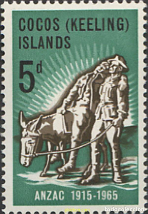 Sellos: 44222 MNH COCOS Islas 1965 50 ANIVERSARIO DE LA LLEGADA DE LOS ANZAC