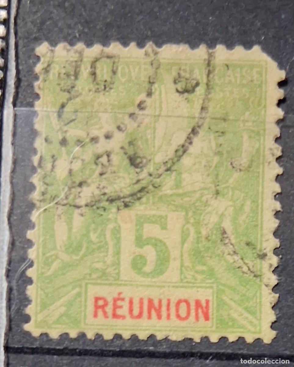 Sellos: REUNI&Oacute;N, 1892, CAT.YT. 35.