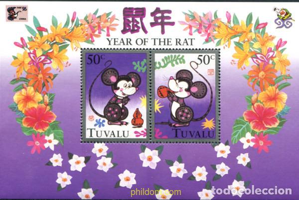 Sellos: 42790 MNH TUVALU 1996 A&Ntilde;O LUNAR CHINO - A&Ntilde;O DE LA RATA