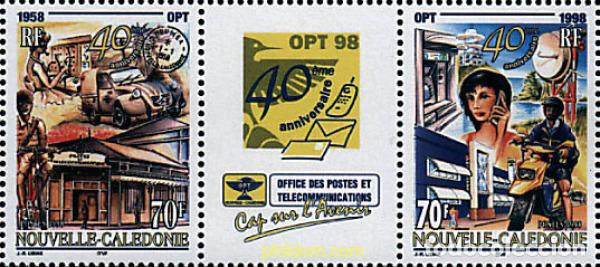 Sellos: 6460 MNH NUEVA CALEDONIA 1998 40 ANIVERSARIO DE LA OFICINA DE CORREOS Y TELECOMUNICACIONES