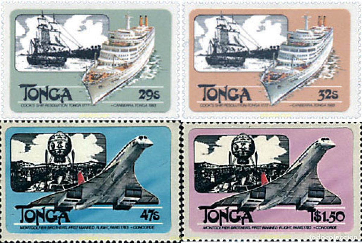 Sellos: 45683 MNH TONGA 1983 RETROSPECTIVA DE LOS TRANSPORTES AEREOS Y MARITIMOS