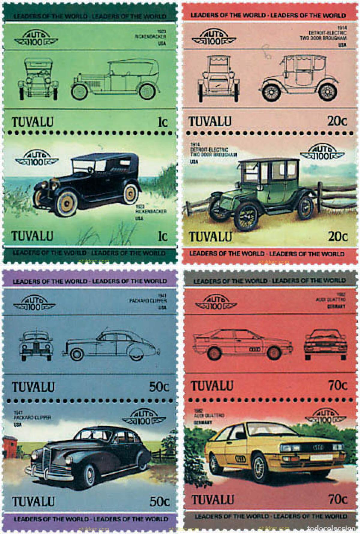 Sellos: 6757 MNH TUVALU 1985 AUTOMOVILES
