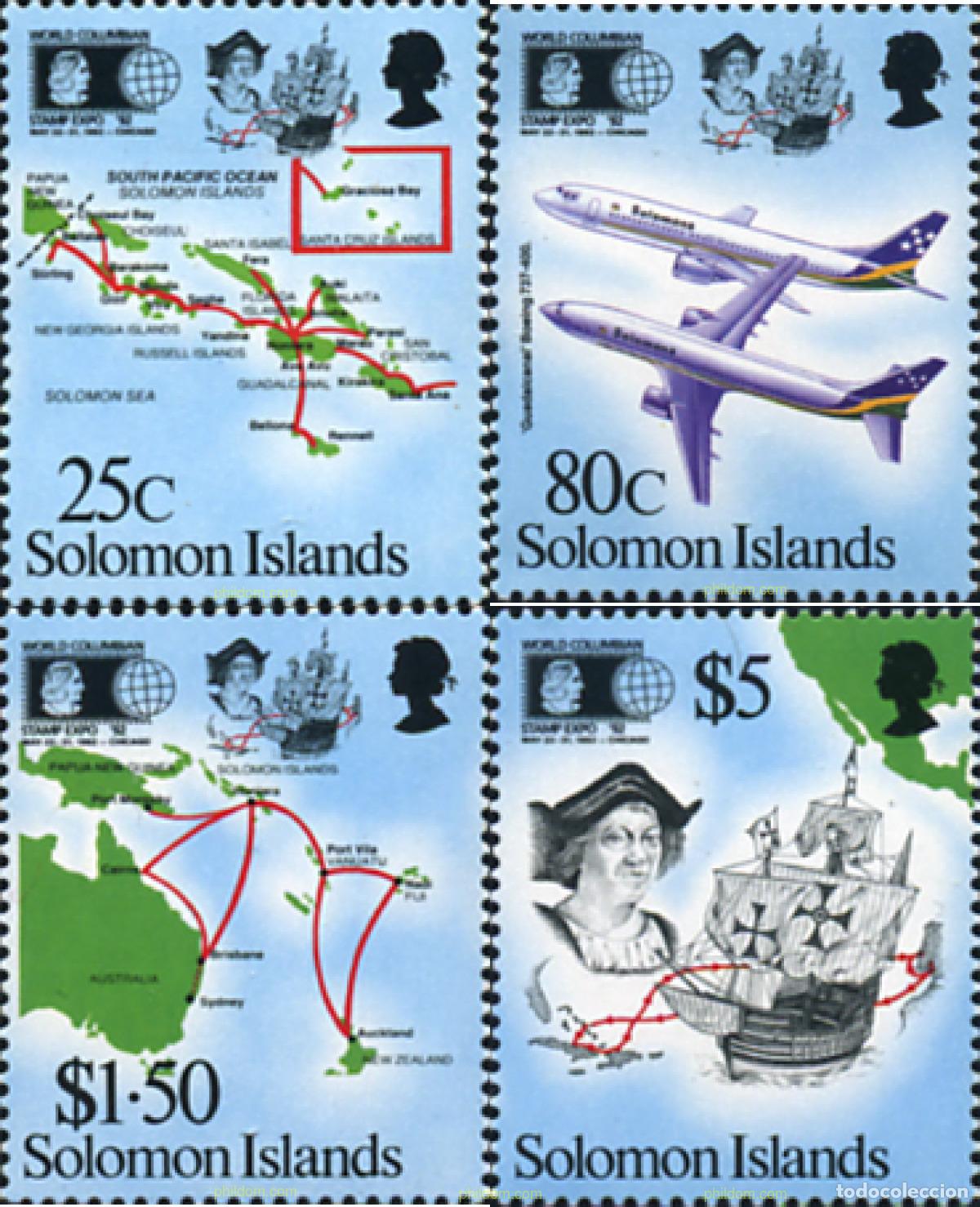 Sellos: 45424 MNH SALOMON 1992 WORLD COLUMBIAN STAMP EXPO 92. EXPOSICION FILATELICA INTERNACIONAL DE CHICAG
