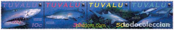 Sellos: 5298 MNH TUVALU 2000 PROTECCION DE LA NATURALEZA. CARCHARIUS TAURUS