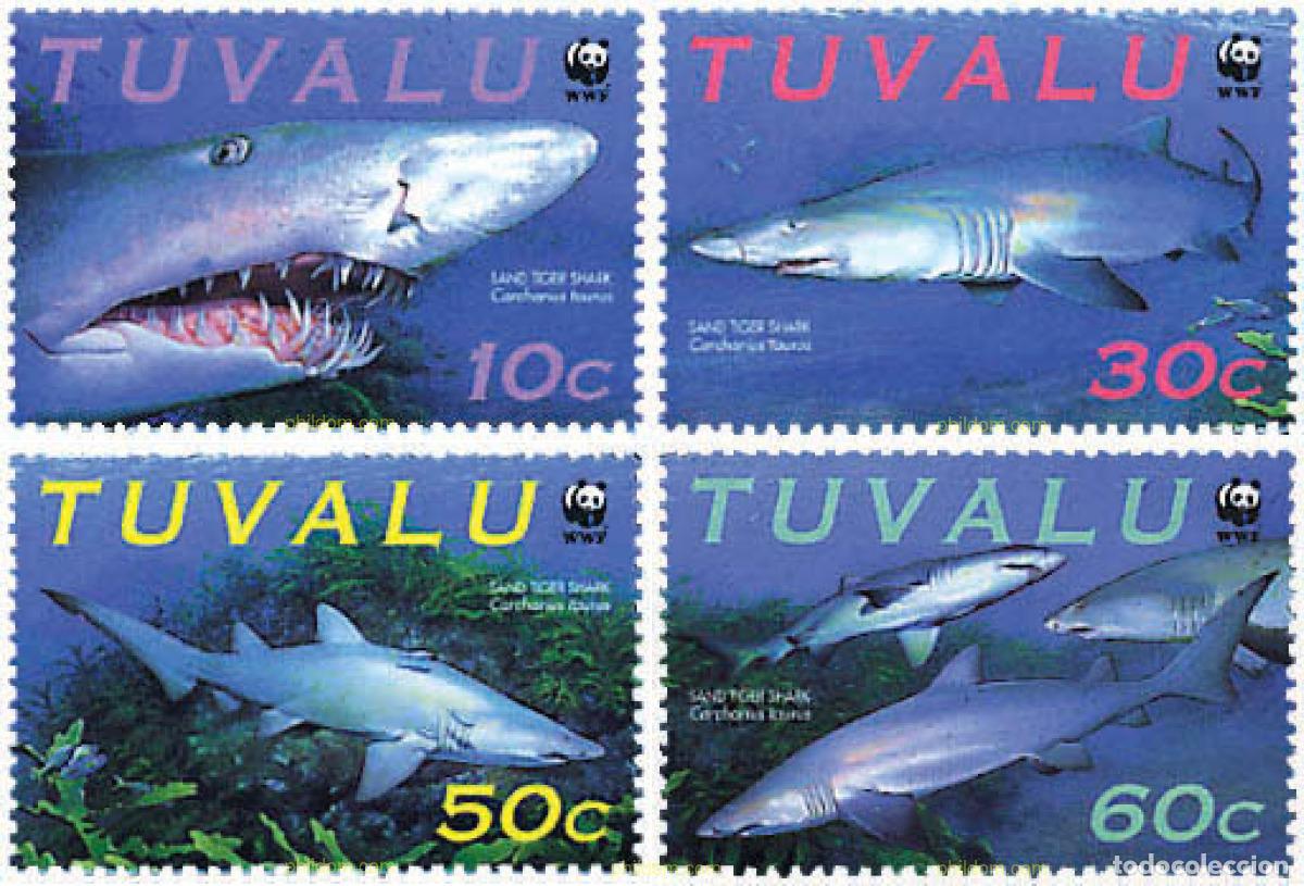 Sellos: 74711 MNH TUVALU 2000 PROTECCION DE LA NATURALEZA. CARCHARIUS TAURUS