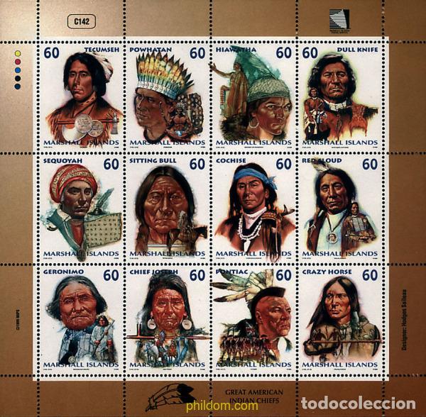 Sellos: 338117 MNH MARSHALL Islas 1999 GRANDES JEFES INDIOS AMERICANOS