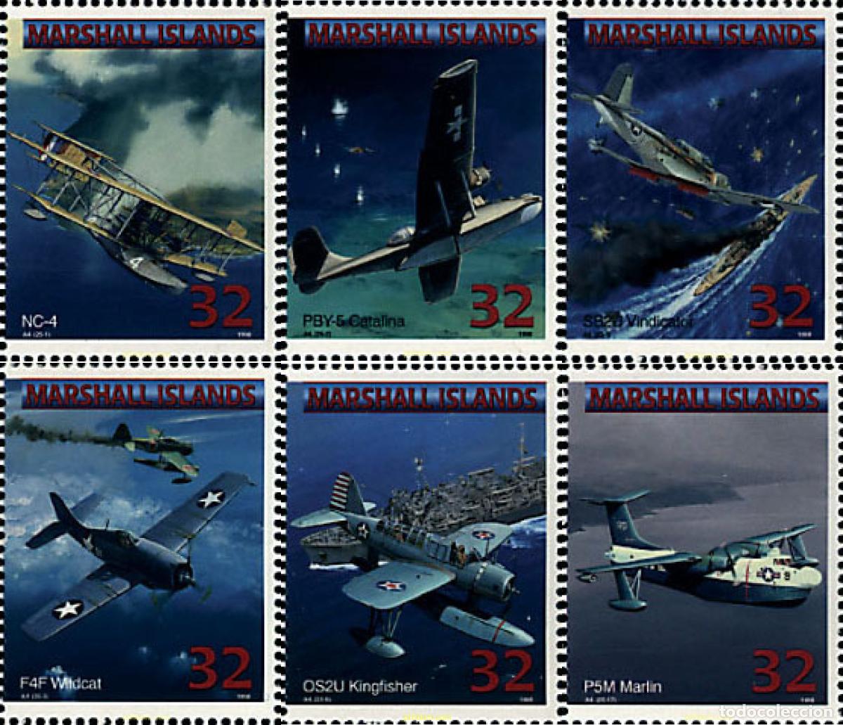 Sellos: 599694 MNH MARSHALL Islas 1998 AVIONES LEGENDARIAS DE LA MARINA DE LOS ESTADOS UNIDOS