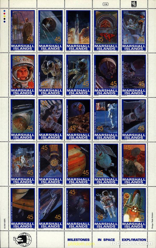 Sellos: 11425 MNH MARSHALL Islas 1989 HISTORIA DE LA EXPLORACION DEL ESPACIO