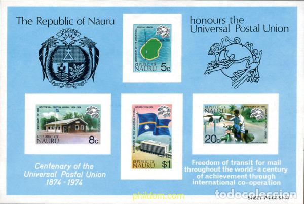 Sellos: 44750 MNH NAURU 1974 CENTENARIO DE LA UNION POSTAL UNIVERSAL