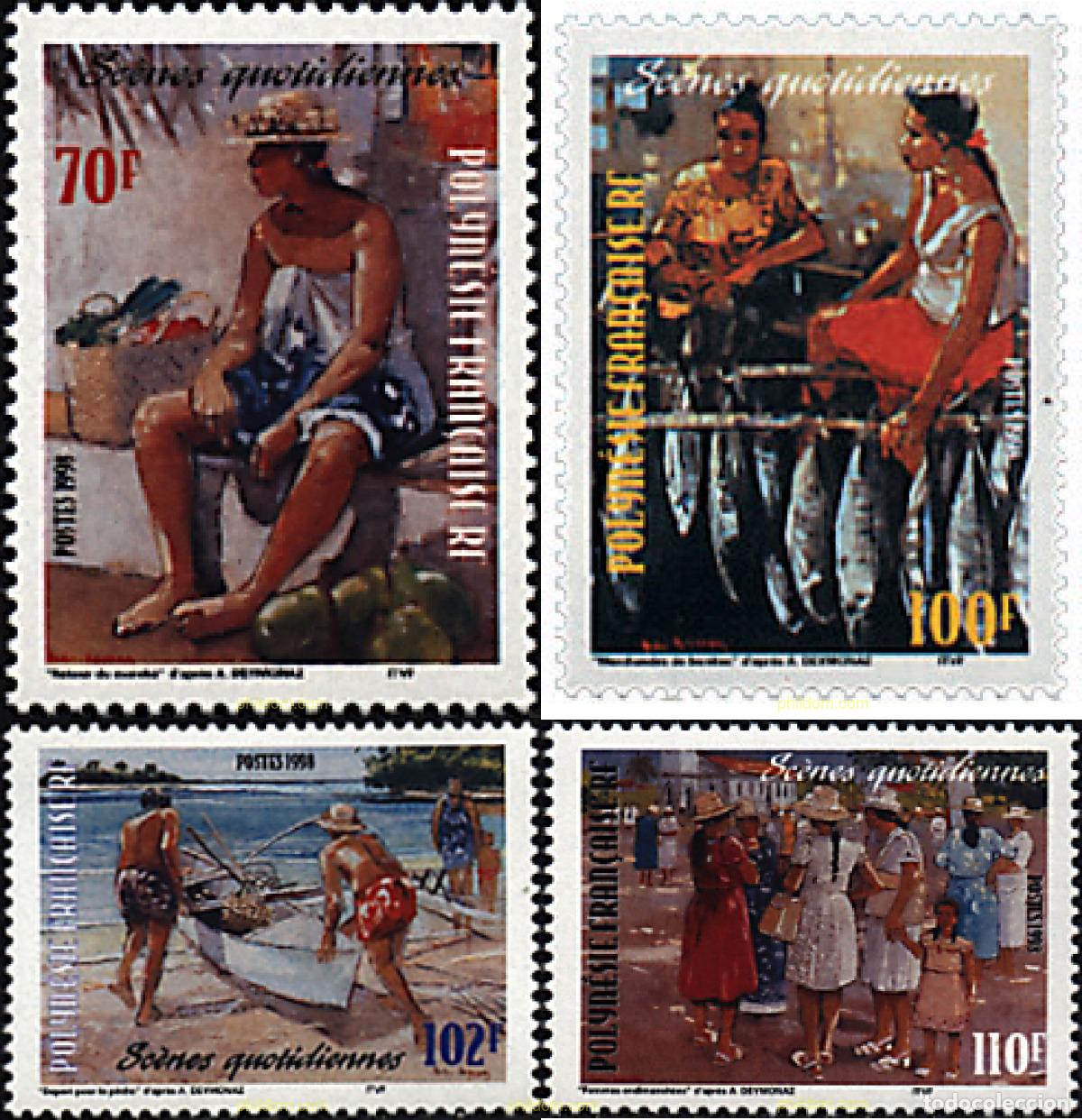 Sellos: 47871 MNH POLINESIA FRANCESA 1998 ESCENAS COTIDIANAS. PINTURAS DE ANDRE DEYMONAZ