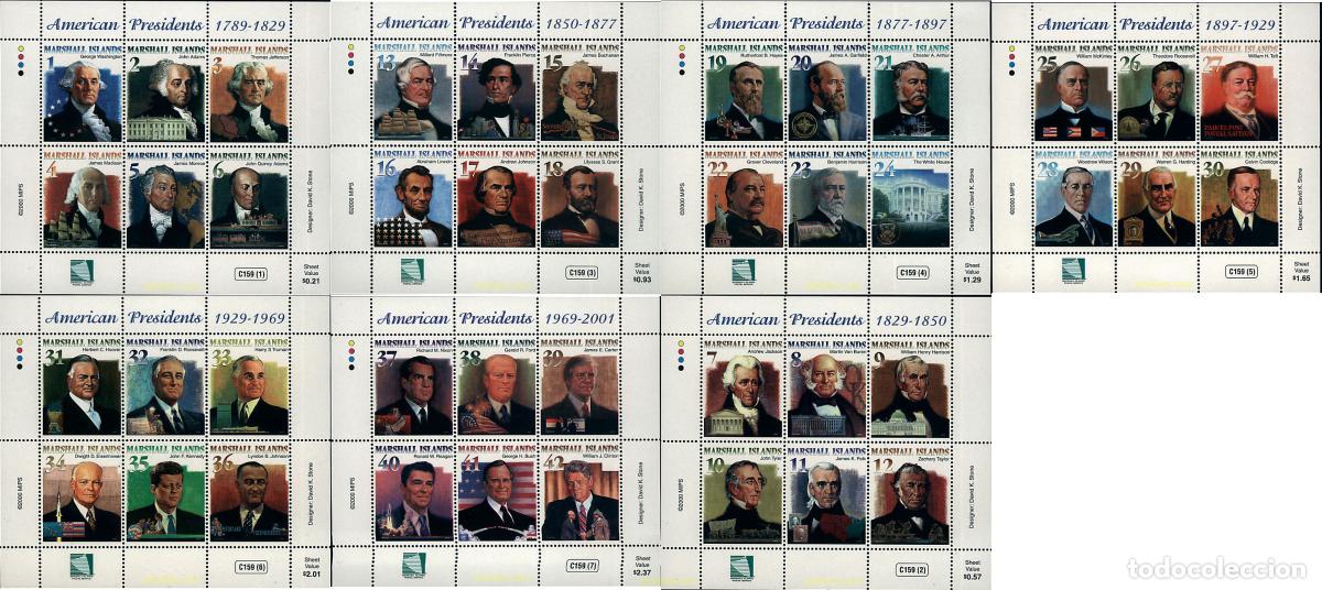 Sellos: 305196 MNH MARSHALL Islas 2000 PRESIDENTES AMERICANOS