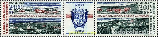 Sellos: 6246 MNH ANTARTIDA FRANCESA 1999 50 ANIVERSARIO DE LAS BASES DE KERGUELEN Y AMSTERDAM