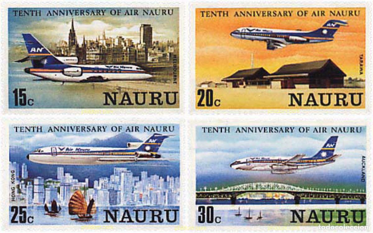 Sellos: 56255 MNH NAURU 1980 10 ANIVERSARIO DE LA COMPA&Ntilde;IA AEREA DE NAURU