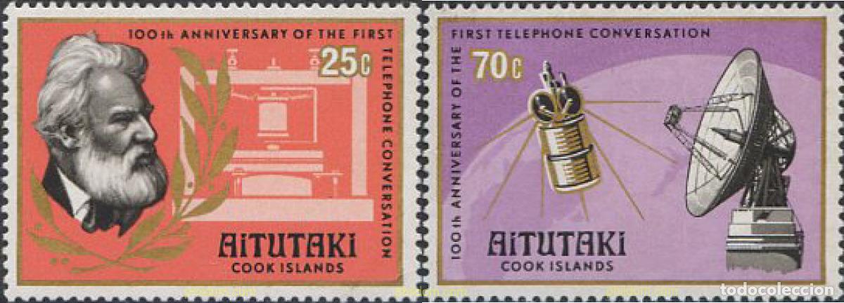Sellos: 53347 MNH AITUTAKI 1977 CENTENARIO DE LA PRIMERA CONVERSACION TELEFONICA
