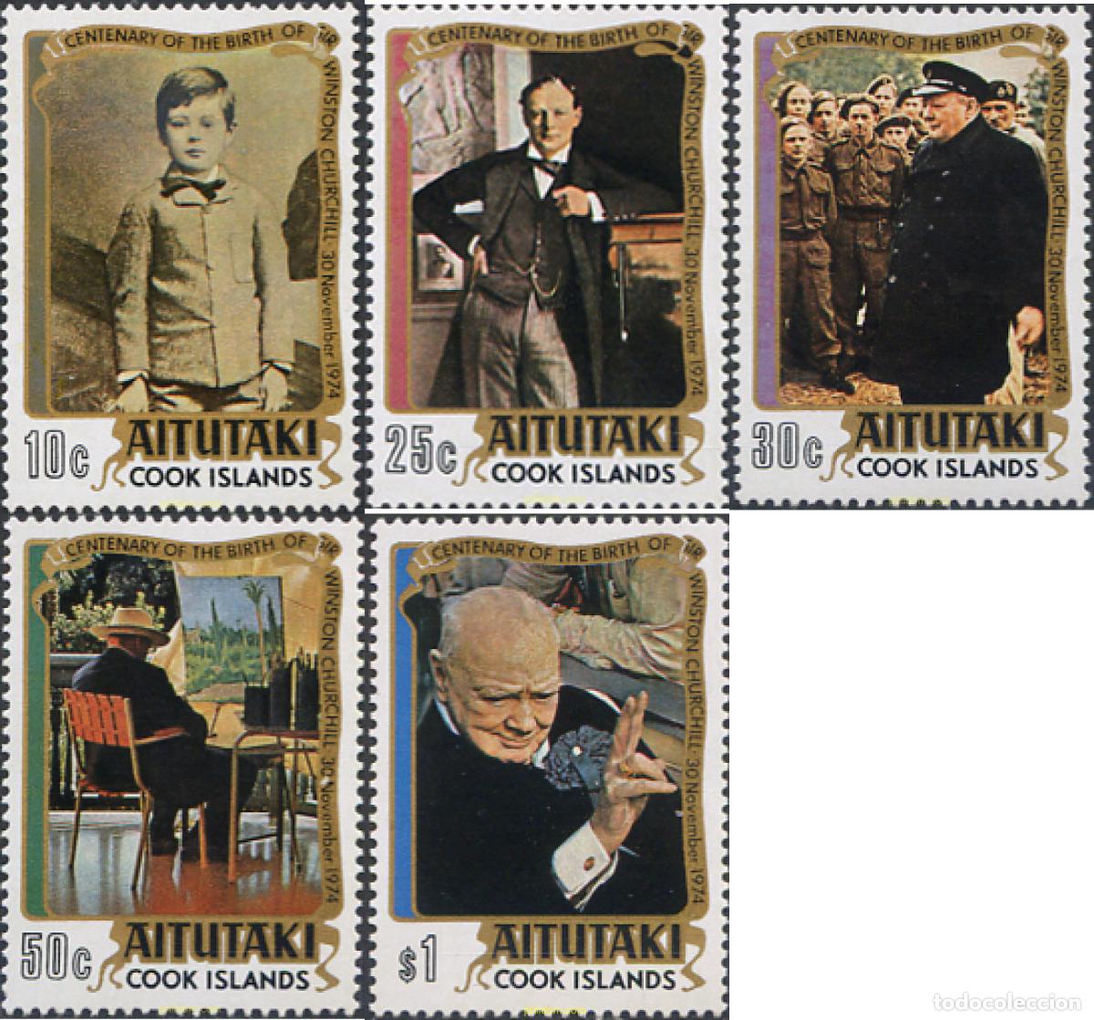 Sellos: 53303 MNH AITUTAKI 1974 100 ANIVERSARIO DE WINSTON CHURCHILL