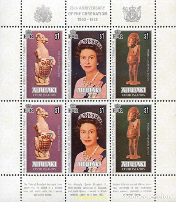 Sellos: 162888 MNH AITUTAKI 1978 25 ANIVERSARIO DE LA CORONACION DE ISABEL II