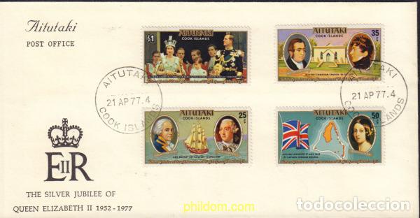 Sellos: 420418 MNH AITUTAKI 1977 25 ANIVERSARIO DEL ASCENSO AL TRONO DE SM LA REINA ISABEL II