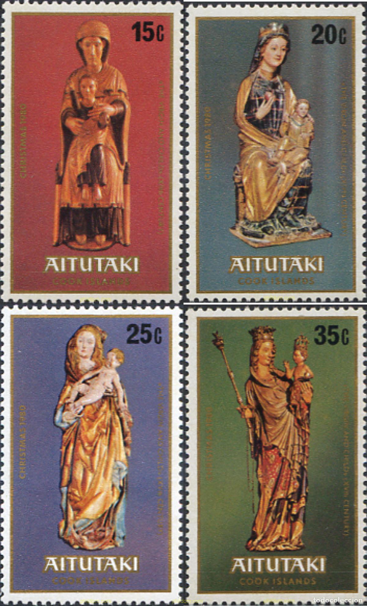 Sellos: 53668 MNH AITUTAKI 1980 ESCULTURAS DE LA VIRGEN Y EL NI&Ntilde;O