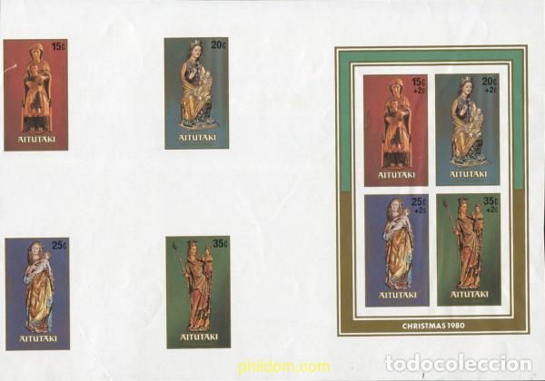 Sellos: 201442 MNH AITUTAKI 1980 ESCULTURAS DE LA VIRGEN Y EL NI&Ntilde;O