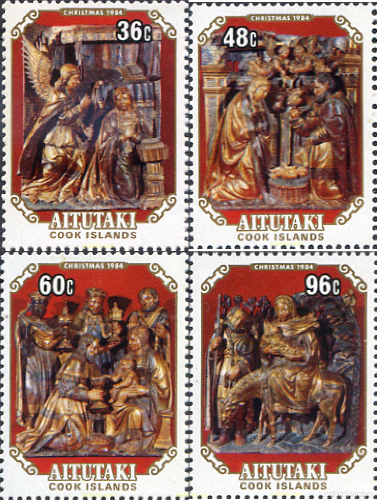 Sellos: 53510 MNH AITUTAKI 1984 NAVIDAD. ESCULTURAS