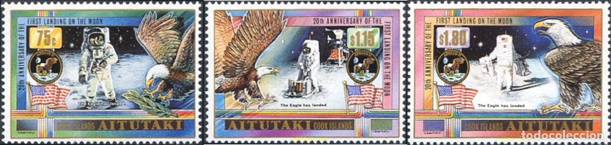 Sellos: 53566 MNH AITUTAKI 1989 20 ANIVERSARIO DEL PRIMER HOMBRE SOBRE LA LUNA