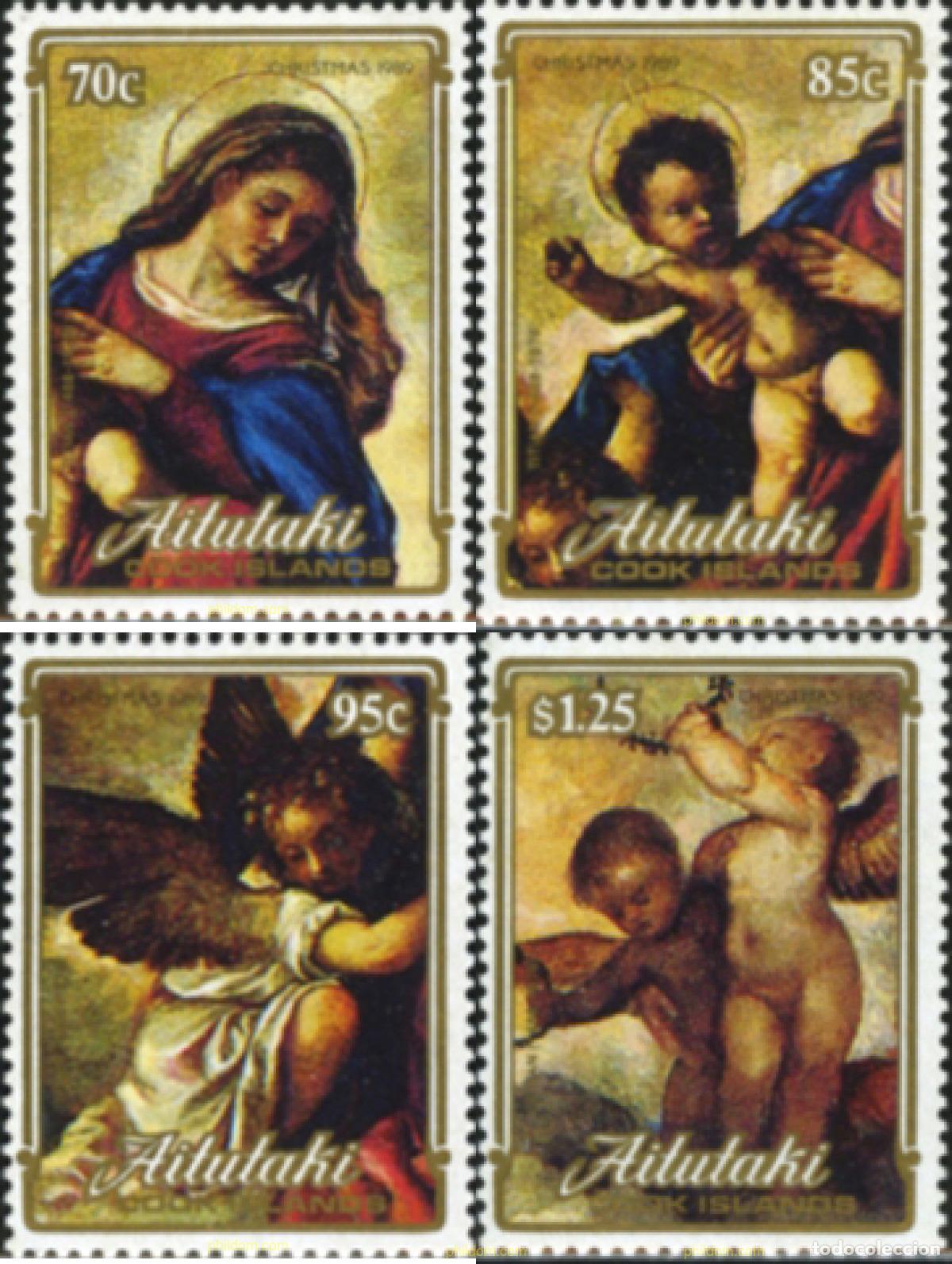 Sellos: 53569 MNH AITUTAKI 1989 NAVIDAD. PINTURAS DE TIZIANO