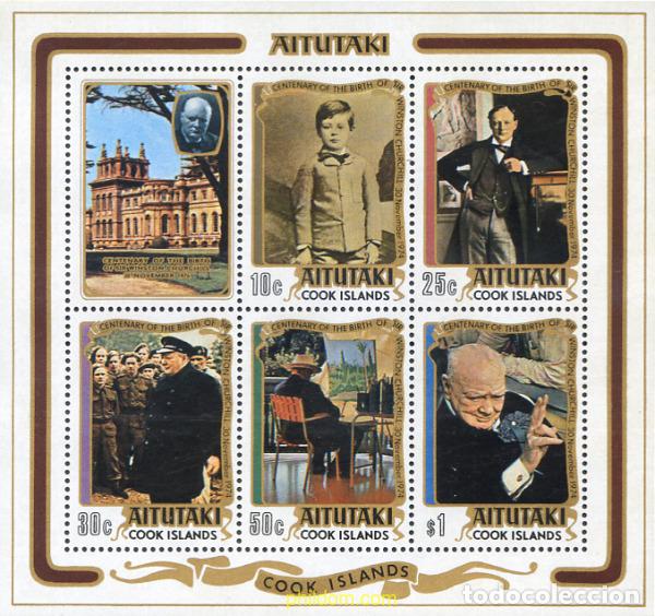 Sellos: 53582 MNH AITUTAKI 1974 100 ANIVERSARIO DE WINSTON CHURCHILL