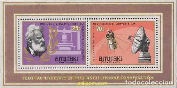 Sellos: 53614 MNH AITUTAKI 1977 CENTENARIO DE LA PRIMERA CONVERSACION TELEFONICA