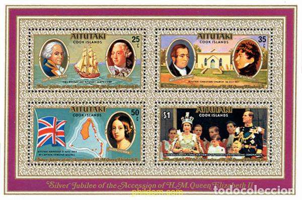 Sellos: 53618 MNH AITUTAKI 1977 25 ANIVERSARIO DEL ASCENSO AL TRONO DE SM LA REINA ISABEL II