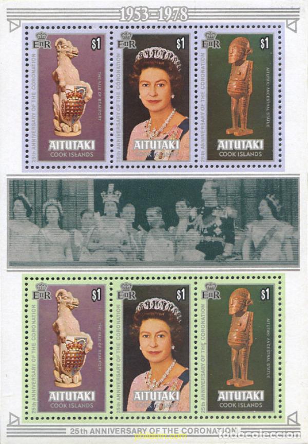 Sellos: 53628 MNH AITUTAKI 1978 25 ANIVERSARIO DE LA CORONACION DE ISABEL II
