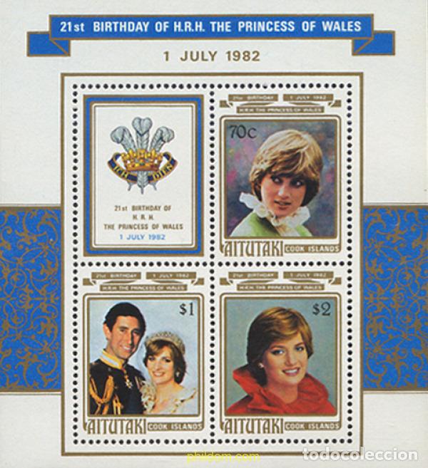 Sellos: 53688 MNH AITUTAKI 1982 21 ANIVERSARIO DE LA PRINCESA DE GALES