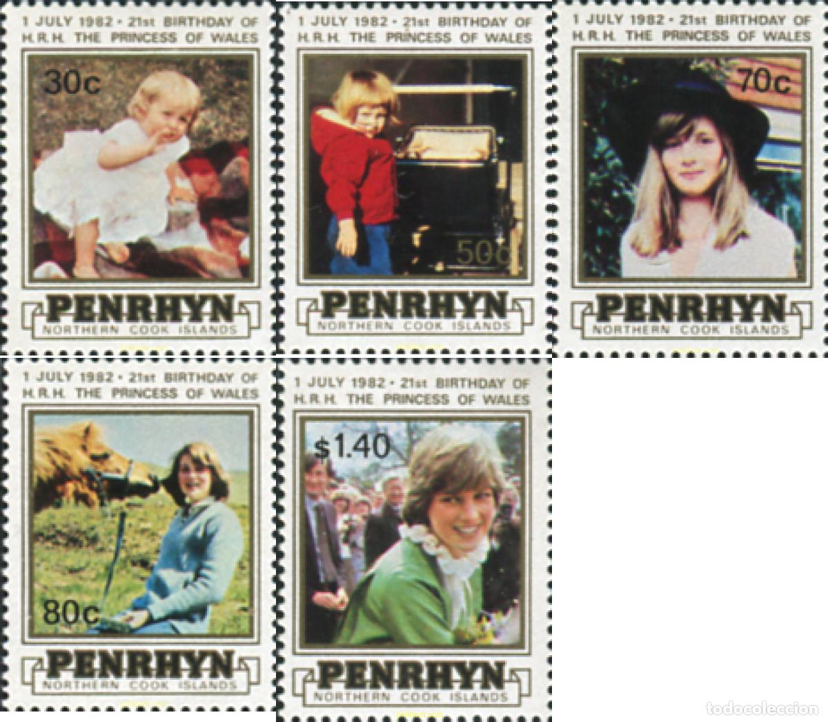 Sellos: 54900 MNH PENRHYN 1982 21 ANIVERSARIO DEL NACIMIENTO DE LA PRINCESA DIANA DE GALES