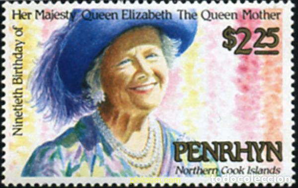 Sellos: 54938 MNH PENRHYN 1990 90 ANIVERSARIO DE LA REINA MADRE