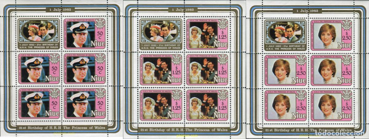 Sellos: 348137 MNH NIUE 1982 21 CUMPLEA&Ntilde;OS DE LA PRINCESA DIANA DE GALES