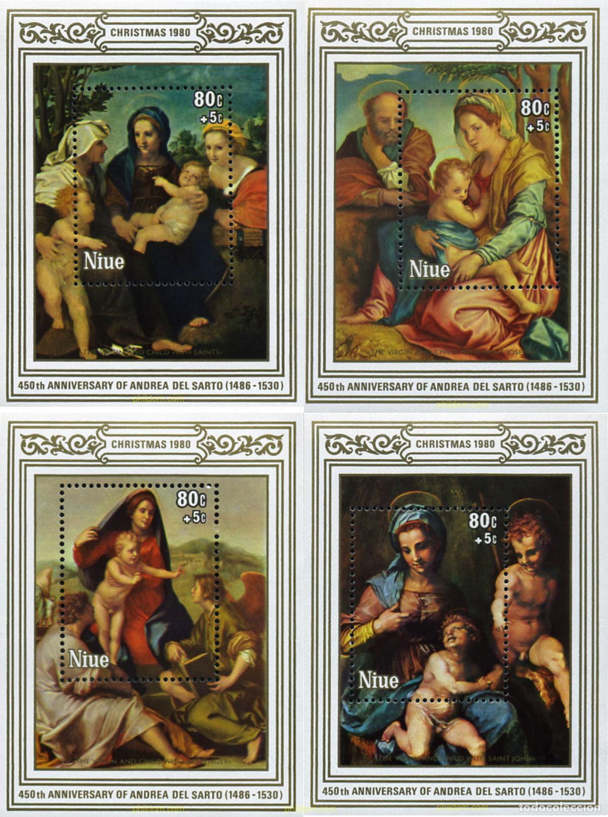Sellos: 56562 MNH NIUE 1980 NAVIDAD - 450 ANIVERSARIO DE LA MUERTE DEL PINTOR ANDREA DEL SARTO