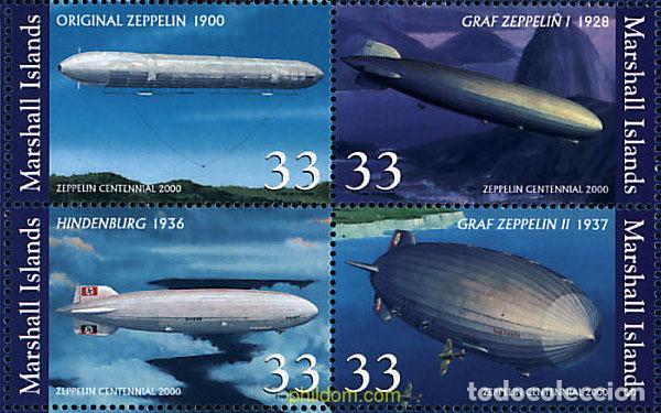 Sellos: 305197 MNH MARSHALL Islas 2000 100 ANIVERSARIO DEL ZEPPELIN