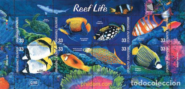 Sellos: 305201 MNH MARSHALL Islas 2000 PECES ENTRE CORALES