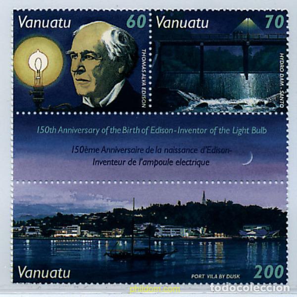 Sellos: 6365 MNH VANUATU 1997 150 ANIVERSARIO DEL NACIMIENTO DE THOMAS ALVA EDISON