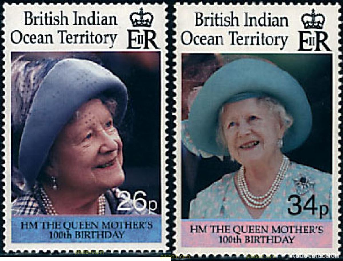 Sellos: 60330 MNH OCEANO INDICO BRITANICO 2000 CENTENARIO DE LA REINA MADRE