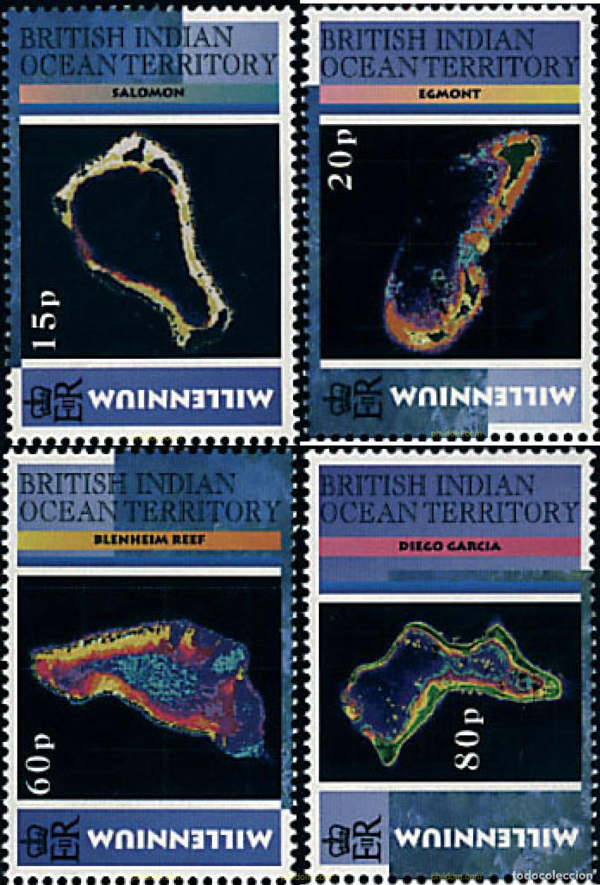 Sellos: 60331 MNH OCEANO INDICO BRITANICO 2000 MAPAS DE LAS ISLAS FOTOGRAFIADAS DESDE SATELITE