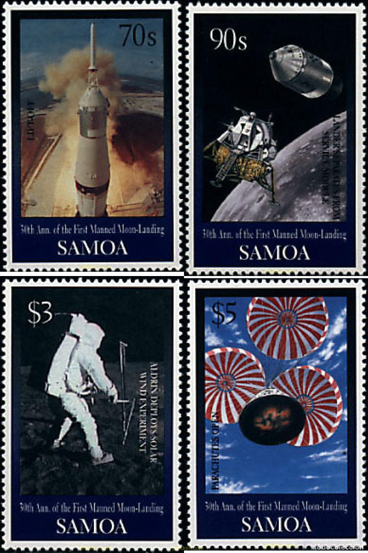 Sellos: 61155 MNH SAMOA 1999 30 ANIVERSARIO DEL PRIMER HOMBRE EN LA LUNA