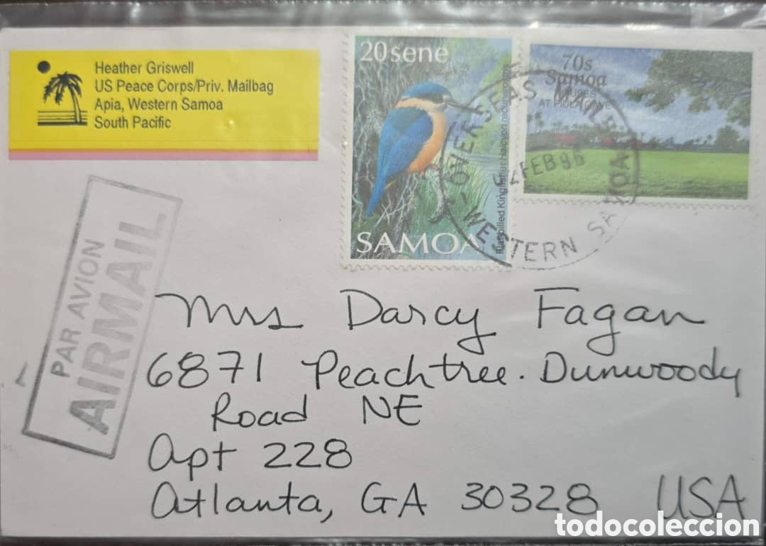 Sellos: CA)Western Samoa. Postmarks: 14 February 1996) Subject: Fauna and Local Landscapes (Aves / Mart&iacute;n Pe