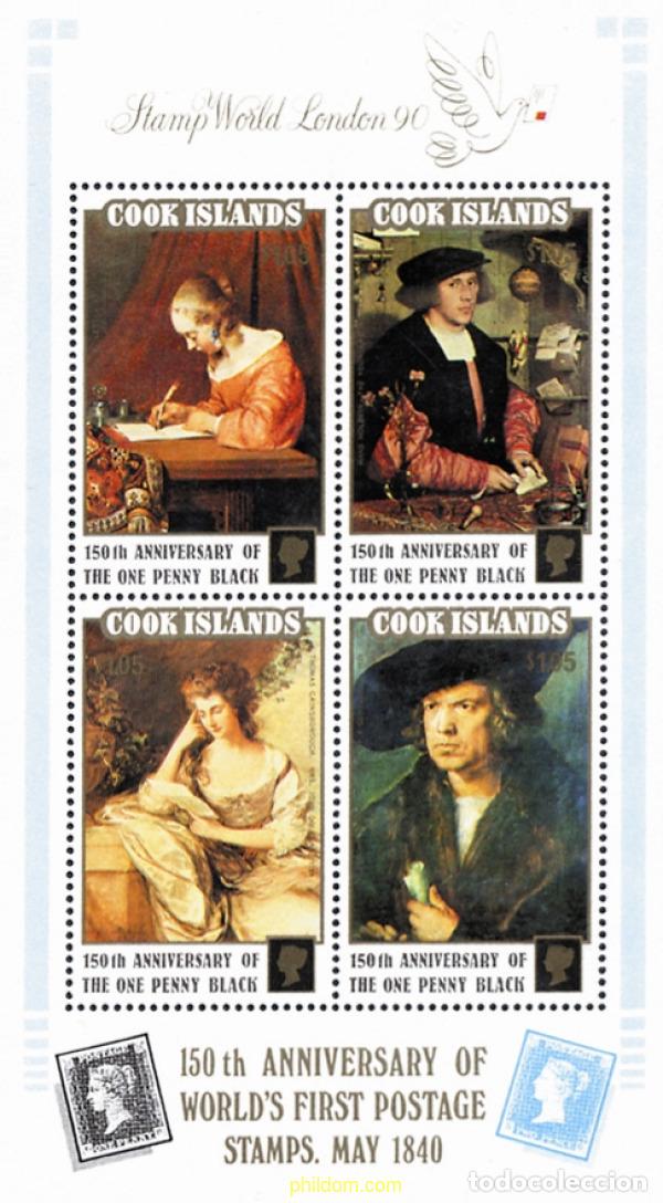 Sellos: 65756 MNH COOK Islas 1990 150 ANIVERSARIO DEL SELLO. STAMP WORLD LONDON 90. EXPOSICION FILATELICA I