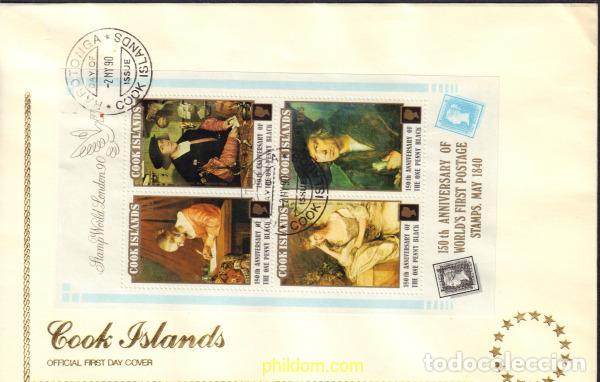 Sellos: 375758 MNH COOK Islas 1990 150 ANIVERSARIO DEL SELLO. STAMP WORLD LONDON 90. EXPOSICION FILATELICA