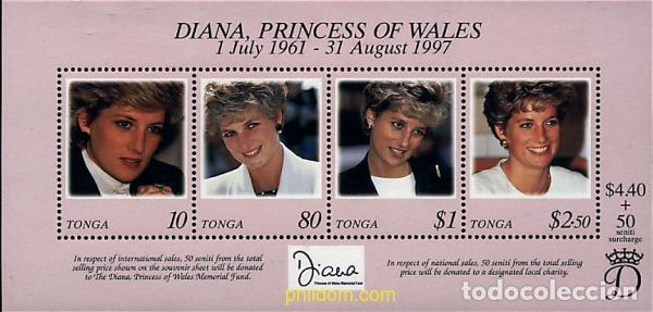 Sellos: 67494 MNH TONGA 1998 ANIVERSARIO DE LA MUERTE DE LA PRINCESA DIANA