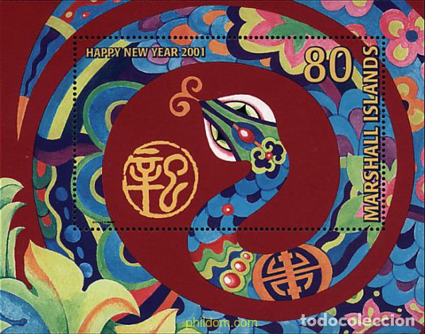 Stamps: 74715 MNH MARSHALL Islas 2001 A&Ntilde;O LUNAR CHINO - A&Ntilde;O DE LA SERPIENTE