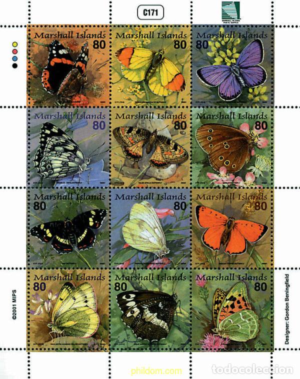 Sellos: 299203 MNH MARSHALL Islas 2001 MARIPOSAS